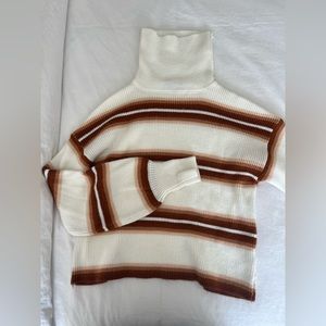 Urban outfitters striped cream turtle neck sweater